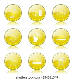 Telecom Communication Yellow Vector Button Icon Design Set 2