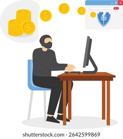 Telecom fraud, Internet fraud, ransomware concept. Swindler cheating a person to transfer money.Personal data leakage.

