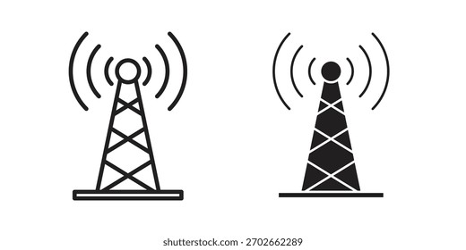 Colección de ilustraciones de iconos de telecomunicaciones. contorno de trazo editable y estilo plano