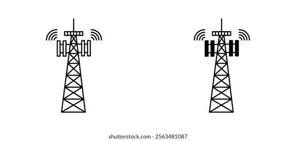 Telecom icons in outline and fill. vector illustration for ui.