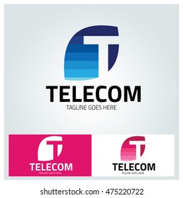 Telecom logo design template ,Letter T logo design concept .Vector illustration 