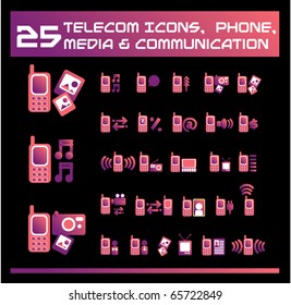 Telecom, media and communication icons. vector Icons for Web Applications. Phone for  Business, Office, Internet, School and Education.
