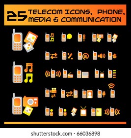 Telecom, media and communication icons. vector Icons for Web Applications. Phone for  Business, Office, Internet, School and Education.
