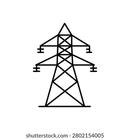 Telecom Tower Icon, Network Transmission Mast Line Art Illustration