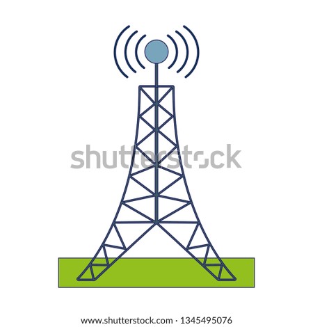 Telecommunication antenna tower blue lines
