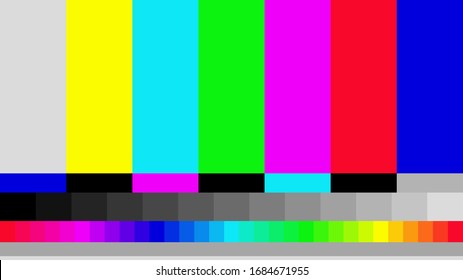 Telecommunication background. No TV signal. Test card of colored stripes. Vector illustration.