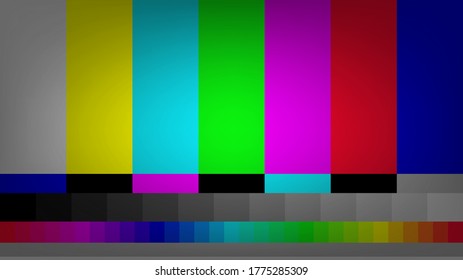 Telecommunication background. No TV signal. Test card of colored stripes. Vector illustration.