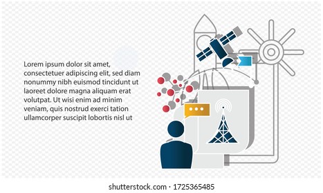 Telecommunication concept on transparency background. Creative idea design. Flat vector illustration for template, brochure or presentation.
