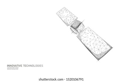 Telecommunication defense satellite in space. Orbital sputnik receiver military security data transmitter internet connection. Worldwide protection tracking information background vector illustration