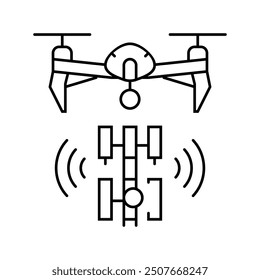 telecommunication drone line icon vector. telecommunication drone sign. isolated contour symbol black illustration