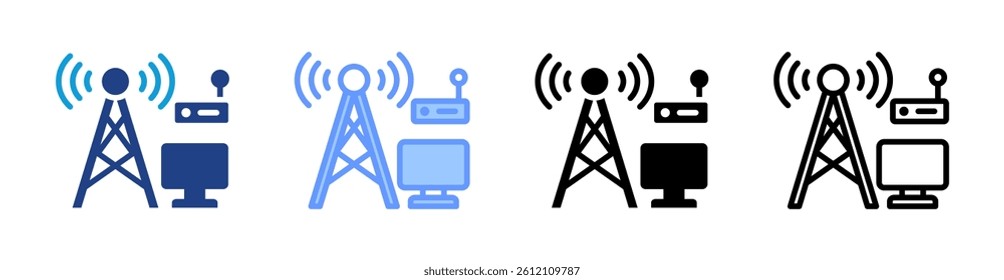Telecommunication icon set multiple style collection