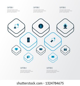 Telecommunication icons colored set with fast wifi, touchscreen, 4g smartphone and other tablet communication elements. Isolated vector illustration telecommunication icons.