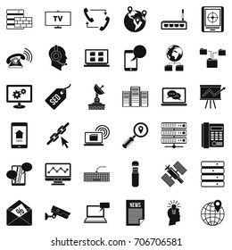 Telecommunication icons set. Simple style of 36 telecommunication vector icons for web isolated on white background