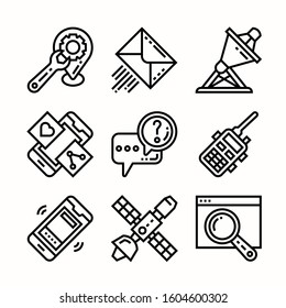 Telecommunication Line icons Pack vector