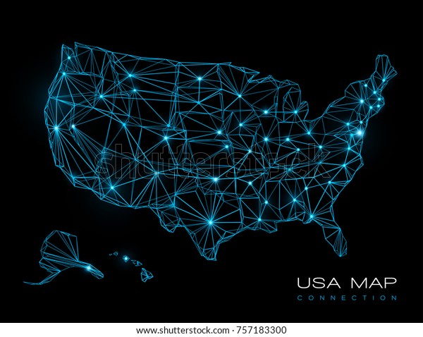 Telecommunication Map Usa Abstract Technology Background