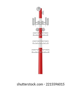 Telecommunication mast vector illustration. Broadcast equipment, wireless station transmitting satellite signal. Communication, global technology concept