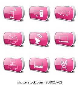 Telecommunication Pink Vector Button Icon Design Set 2