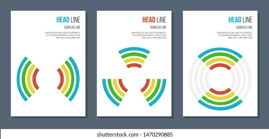 telecommunication or power industry covers set with colorful rounded lines, vector illustration