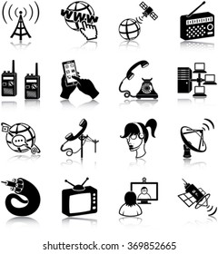 Telecommunication related vector icons / silhouettes