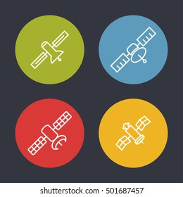 Telecommunication satellite vector icons