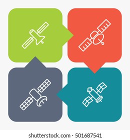 Telecommunication satellite vector icons