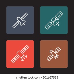 Telecommunication satellite vector icons