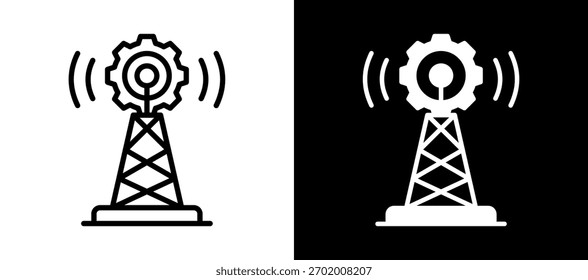 Icono de servicios de telecomunicaciones whiteblack Ilustración vectorial
