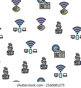 Telecommunication Technology Vector Seamless Pattern Thin Line Illustration