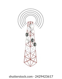 Telecommunication tower with antennas, vector