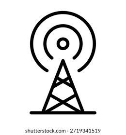 Symbol des Telekommunikationsturms, das die Netzwerkverbindung, drahtlose Kommunikation und Datenübertragung symbolisiert. Stellt Signalstärke, Konnektivität und moderne Kommunikationssysteme dar.