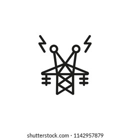 Telecommunication tower line icon. Structure, connection, antenna. Electricity concept. Vector illustration can be used for topics like receiver, provider, energy