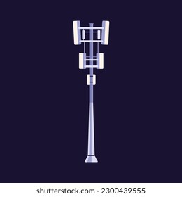 Telecommunication tower, radio mast. Signal transmission for cell, mobile connection, 5g net. Broadcasting transmitting pole. Telecom, internet equipment, technology. Isolated flat vector illustration