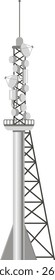 Telecommunication tower with various antennas and satellite dishes is transmitting data, ensuring seamless communication and connectivity in modern world