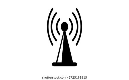 Telecommunication tower and wireless network signal icons set in flat vector style. 