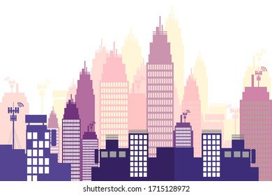 Telecommunication towers in the Silhouette cityscape.