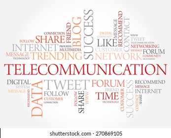 Telecommunication word cloud, business concept
