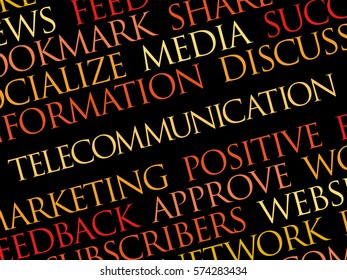 Telecommunication word cloud, technology business concept background