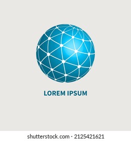 Telecommunications, Communications Icon. Globe Logo With Grid. Global Internet Sign. Vector Illustration