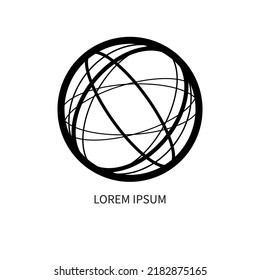 Telecommunications, communications round logo, networking icon. Earth, planet concept. Vector illustration