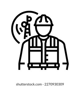 telecommunications equipment installers repairers line icon vector. telecommunications equipment installers repairers sign. isolated contour symbol black illustration