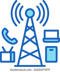 Ilustração de vetor azul de ícone de telecomunicações
