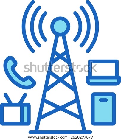 Telecommunications Icon Blue Vector Illustration