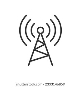 Telecommunications, linear icon. Antenna. Line with editable stroke