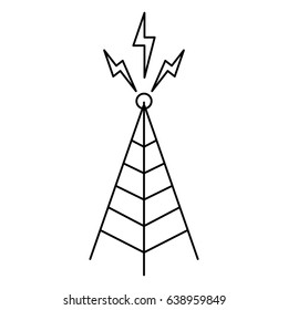 telecommunications signal transmitter. icon of tower broadcasting vector illustration