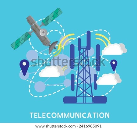 Telecommunications, systematic data communication via satellite or Wi-Fi. and data signal distribution