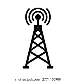 Telecommunications tower icon representing global connectivity with communicatio