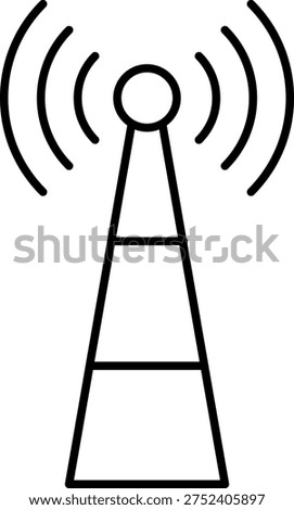 Telecommunications tower and signal transmitter vector icon