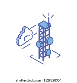 telecommunications tower in white background vector illustration design