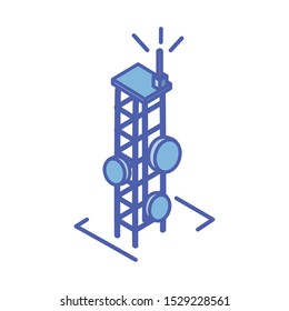 telecommunications tower in white background vector illustration design
