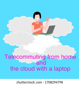 teletrabajo desde el hogar y la nube con un portátil